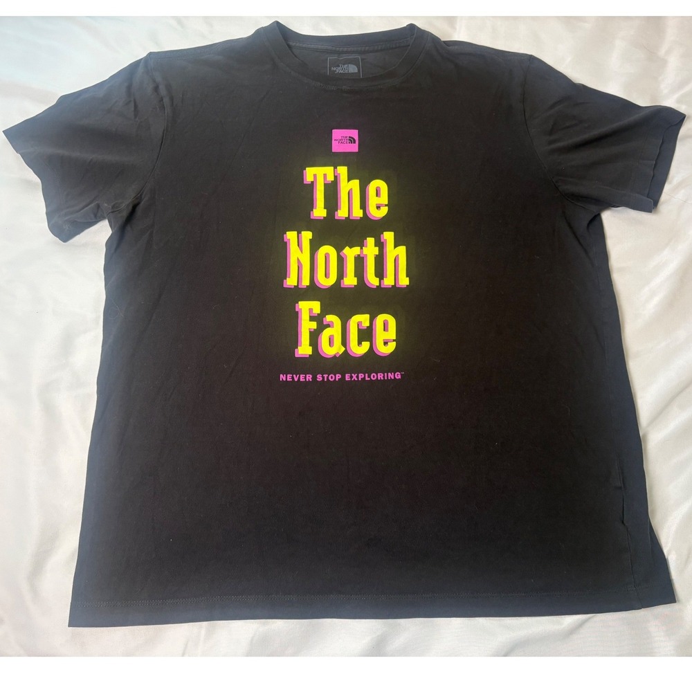 The North Face Graphic T-Shirt Mens L Black Excellent Short Sleeve Cotton Tee
